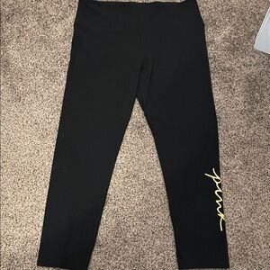 Victoria's Secret Black Leggings with Yellow Script Sz XXL